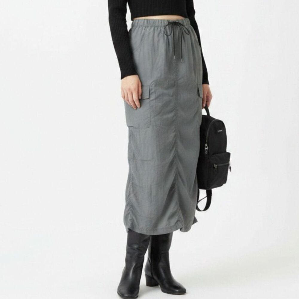 Cherry Mellow Women's Gray Long Maxi Utility Skirt M